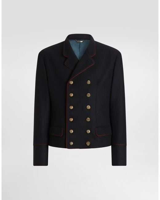 Dolce & Gabbana Black Double-Breasted Wool Frock Coat for men