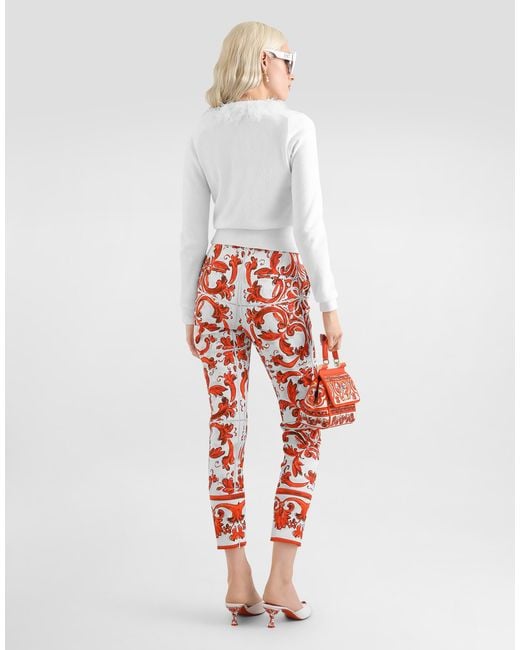 Dolce & Gabbana White Cardigan Girocollo