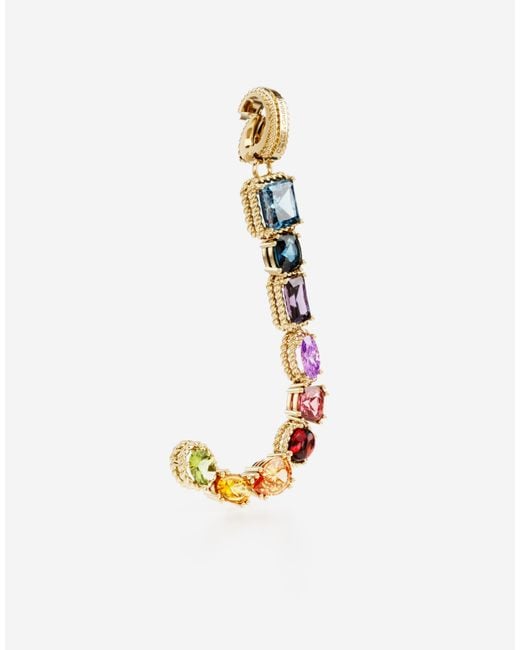Dolce & Gabbana White Charm J Lettering 18-Carat And Multicolored Gems