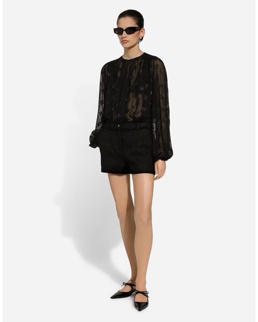 Dolce & Gabbana Black Raschel Tweed Shorts
