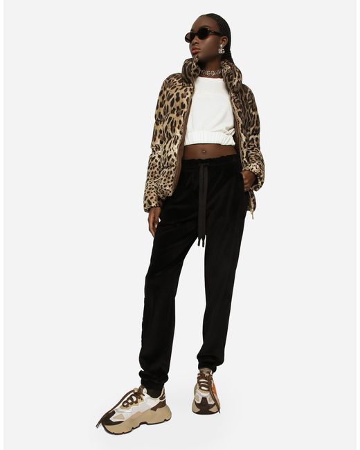 Dolce & Gabbana Brown Padded Leopard-Print Nylon Jacket