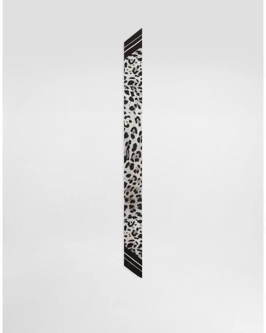 Dolce & Gabbana White Leopard- Twill Headscarf (6X100)