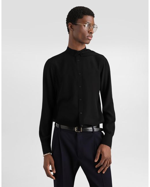 Dolce & Gabbana Black Crêpe De Chine Martini Shirt for men