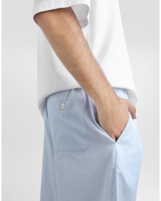 Dolce & Gabbana Blue Logo-Print Vanity Poplin Bermuda Shorts for men