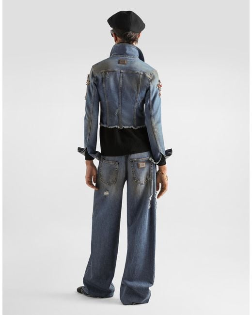 Dolce & Gabbana Blue Denim Jacket With Embroidery