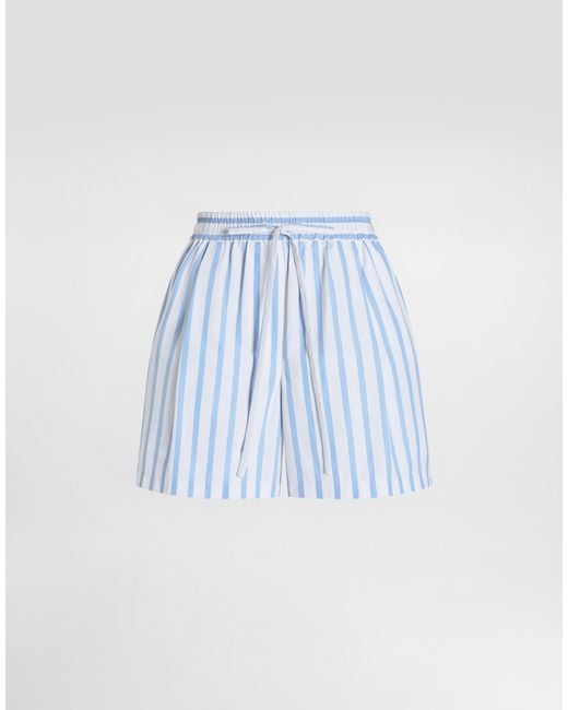 Dolce & Gabbana Blue Striped Poplin Shorts
