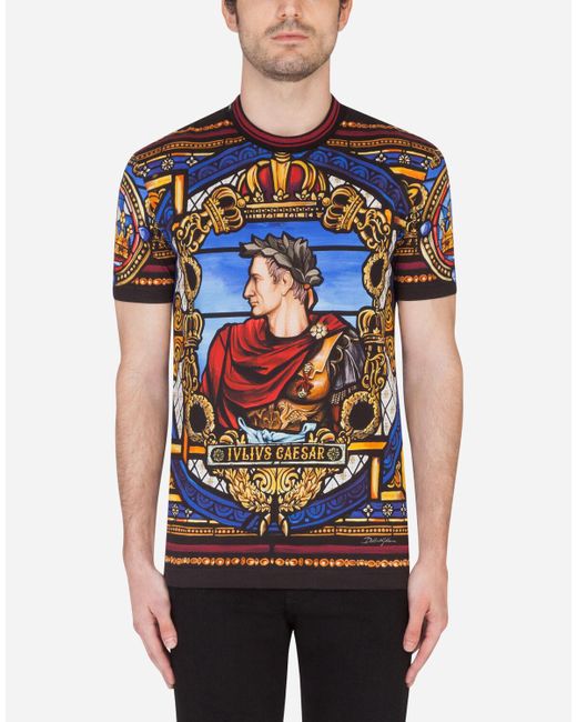 Camiseta De Algodón Con Estampado Julio César Dolce & Gabbana de hombre de  color Azul | Lyst