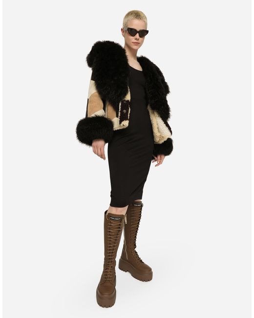Dolce & Gabbana ショートジャケット ムートン パッチワーク Black