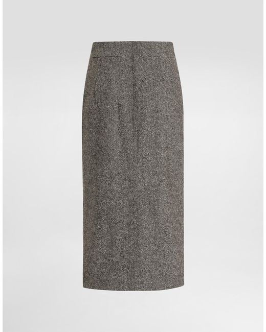 Jupe En Laine Mouchetée Dolce & Gabbana en coloris Gray