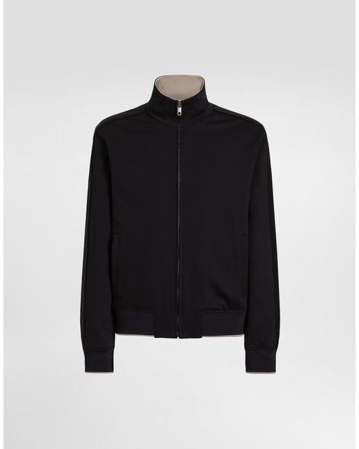 Dolce & Gabbana Black Jersey Zip-Up Sweatshirt for men