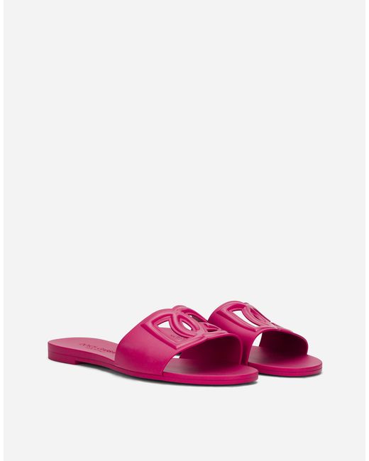 Dolce & Gabbana Pink Dg Logo Mini Sandals With Embossed Rubber Sole
