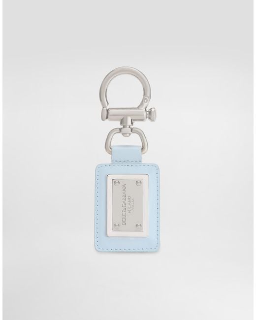 Dolce & Gabbana White Smooth Calfskin Keyring for men