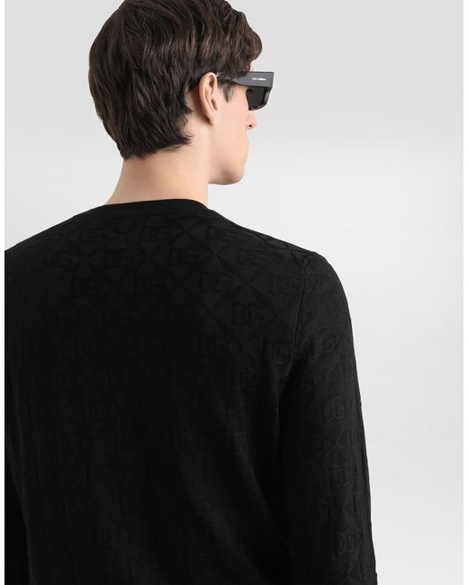 Dolce & Gabbana Black Silk Crewneck Pullover for men