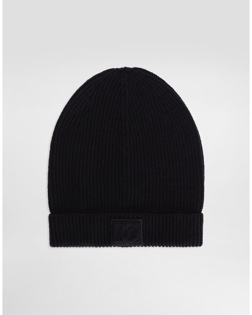 Dolce & Gabbana Black Knitted Wool Hat for men