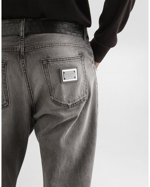 Dolce & Gabbana Gray Denim Trousers for men