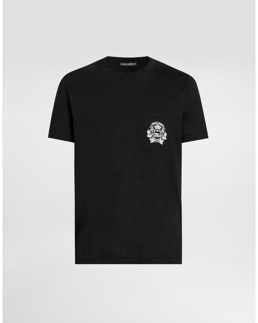 Dolce & Gabbana Cotton T-Shirt With Embroidery in Black für Herren