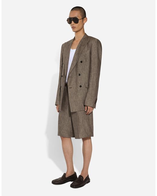 メンズ Dolce & Gabbana タオルミーナフット リネン ダブルブレストジャケット Green