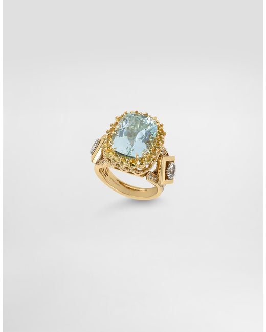 Dolce & Gabbana White 2329 Ring Acquamarin