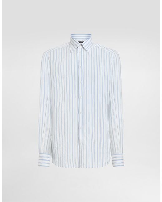 Dolce & Gabbana White Striped Cotton Shirt for men