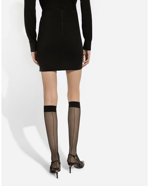 Dolce & Gabbana Black Short Stretch Viscose Knit Skirt With Dg Logo