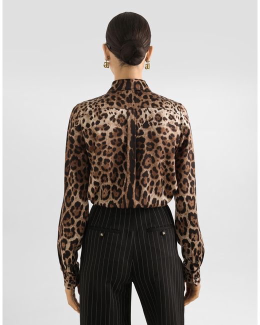 Dolce & Gabbana Brown Leopard- Satin Shirt