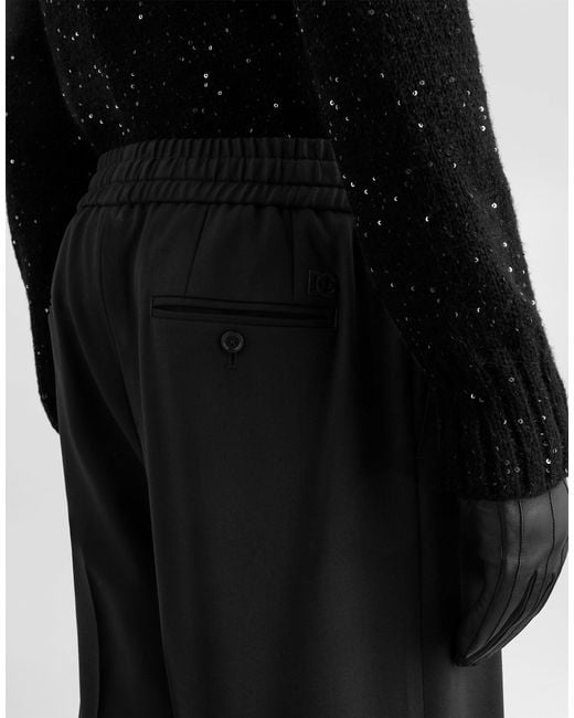 Dolce & Gabbana Black Wool Gabardine Jogging Trousers� for men
