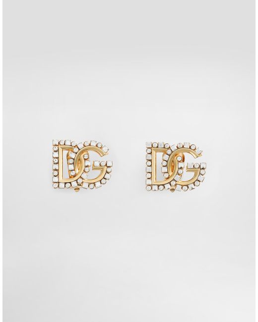 Orecchini Con Logo Dg di Dolce & Gabbana in White