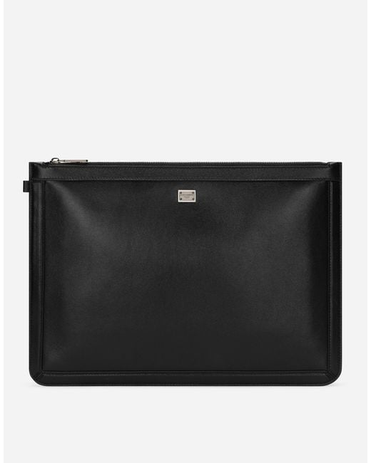 Dolce & Gabbana Black Large Calfskin Pouch for men