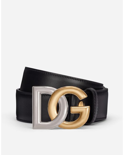 Dolce & Gabbana Gürtel aus Kalbsleder mit DG-Logo doppelt galvanisiert in Black für Herren