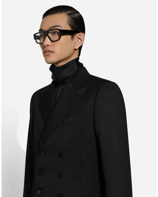 Chaqueta De Botonadura Doble De Raso Bordado Dolce & Gabbana de hombre de color Black