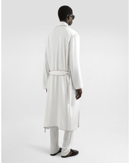 Dolce & Gabbana White Silk Round-Neck Sweater With Dg Embroidery for men