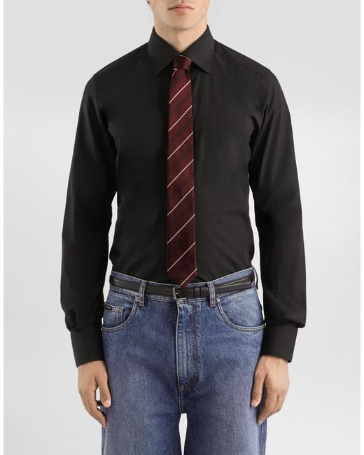 Dolce & Gabbana Striped Jacquard Tie in White für Herren