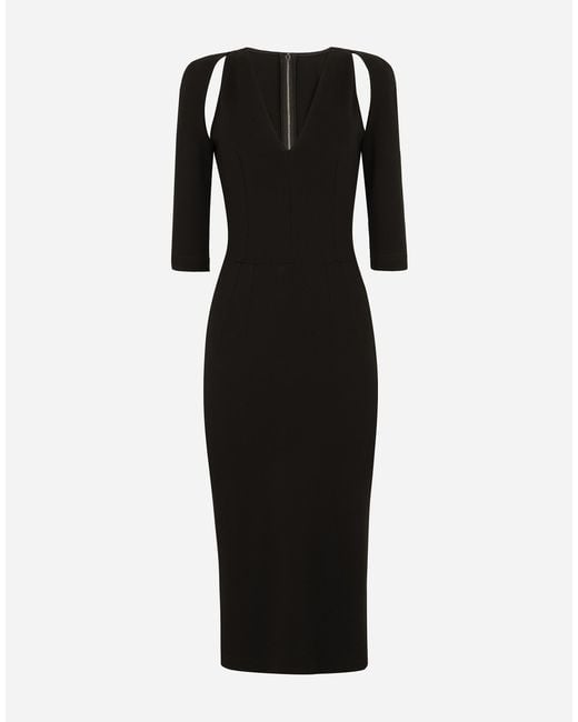 Dolce & Gabbana Black Jersey Calf-length Dress With Cut-outs