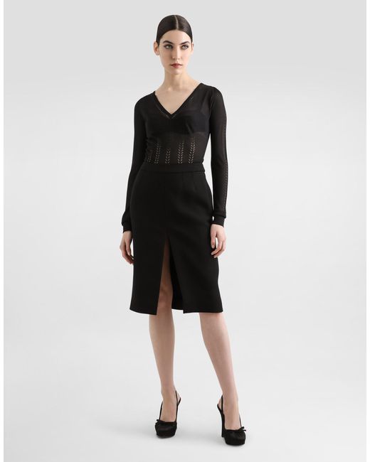 Dolce & Gabbana Black Pullover V-Ausschnitt Aus Seide