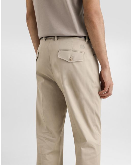 Dolce & Gabbana Natural Cotton Gabardine Cargo Trousers for men