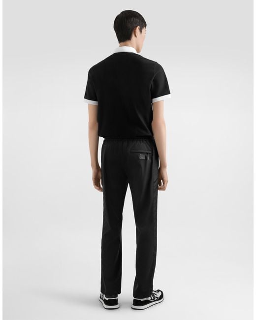 Dolce & Gabbana Structured Wool Canvas Trousers in Black für Herren