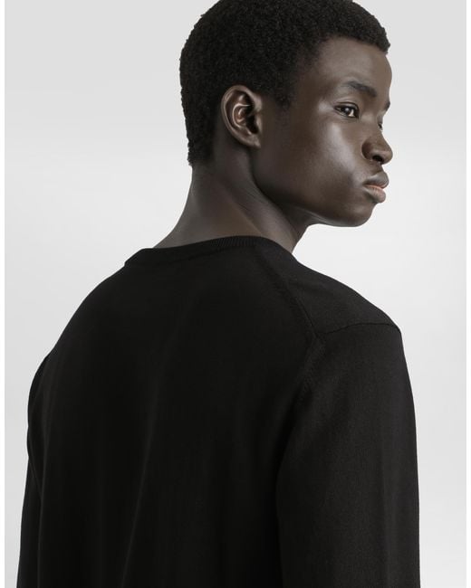 Dolce & Gabbana Black Cotton Round-Neck Sweater With Tag for men