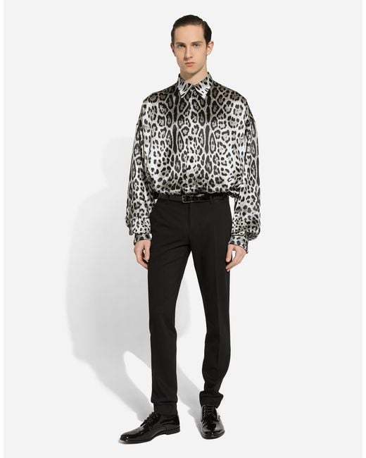 Dolce & Gabbana Black Dolce&Gabbana Super Oversize Leopard Print Silk Shirt for men