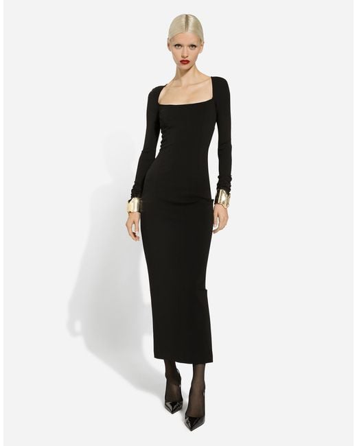 Robe Fourreau À Manches Longues En Jersey Maille Milano Dolce & Gabbana en coloris Black