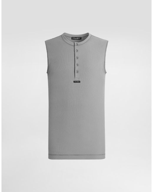 Dolce & Gabbana Gray Cotton Serafino T-Shirt for men