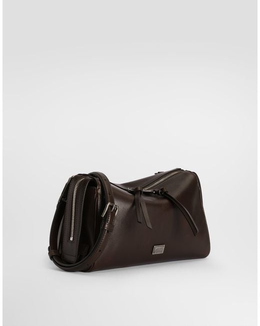 Dolce & Gabbana Black Vittoria Tempesta Calfskin Bag for men