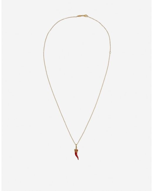 Dolce & Gabbana White Good Luck Necklace Enamelled 18 Carat for men