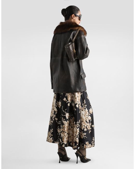 Dolce & Gabbana Black Leather Jacket With Fur Collar
