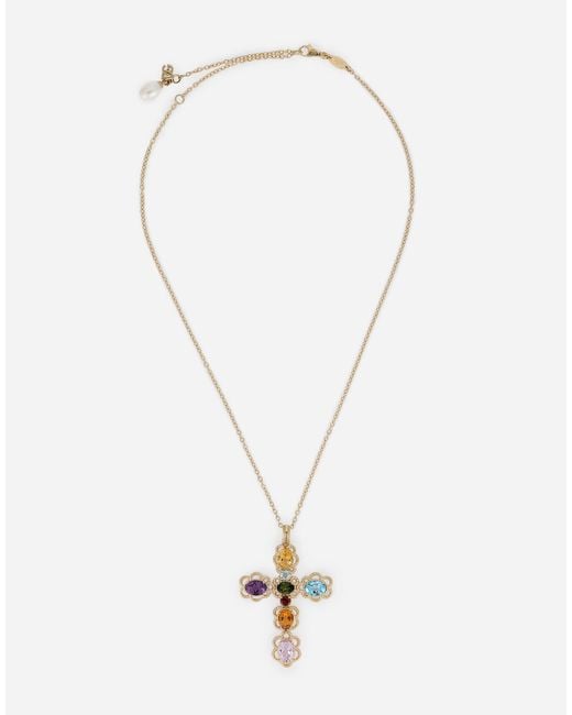 Dolce & Gabbana White Pendant 18-Carat And Multicolored Gems