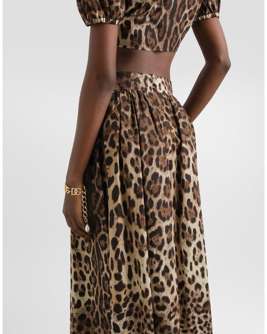 Dolce & Gabbana Natural Leo- Poplin Skirt