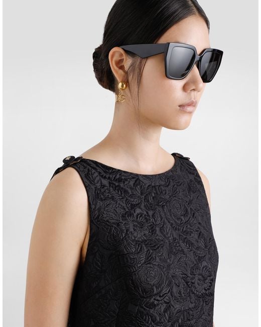 Dolce & Gabbana Black Short Floral Quilted Jacquard Sack Dress