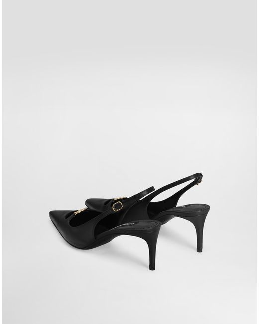 Dolce & Gabbana White Lollo Silk Nappa Leather Slingback