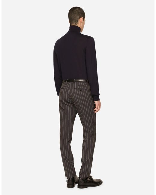 Dolce & Gabbana Blue Cashmere And Silk Turtle-Neck Sweater for men