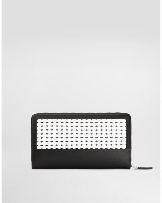 Dolce & Gabbana White Woven Plongé Calfskin Wallet for men