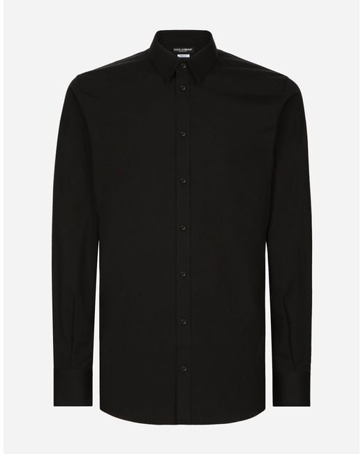 Dolce & Gabbana Hemd Aus Popeline Mit Stretchanteil in Black für Herren